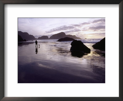 Person Walking Dog At Sunset, Cape Sebastian, Or by Jim Corwin Pricing Limited Edition Print image