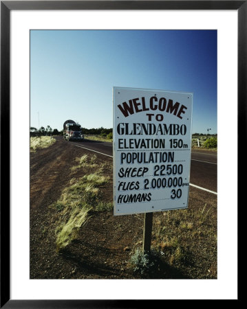 A Roadside Sign Welcomes Visitors To Glendambo Where Flies Abound by Jason Edwards Pricing Limited Edition Print image