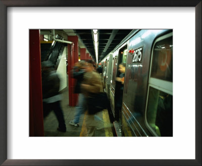 People Disembarking Subway Train, New York City, New York, Usa by Angus Oborn Pricing Limited Edition Print image
