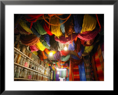 Brightly Dyed Wool Hanging From Roof Of A Shop, Marrakech, Morrocco, North Africa, Africa by John Miller Pricing Limited Edition Print image