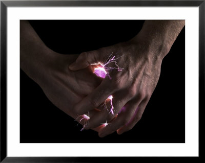 Lightning Bolts Illuminate Two Hands by Martin Paul Pricing Limited Edition Print image