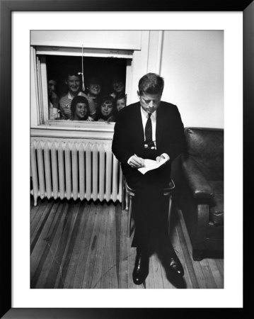 Senator John F. Kennedy Checking Over Speech During His Presidential Campaign by Paul Schutzer Pricing Limited Edition Print image