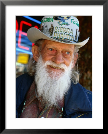 Elderly Man Wearing Decorated Hat At Bishop, California, Usa by Roberto Gerometta Pricing Limited Edition Print image