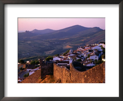 Sunset Over Village, With Fortified Wall In Foreground, Marvao, Portugal by Bethune Carmichael Pricing Limited Edition Print image