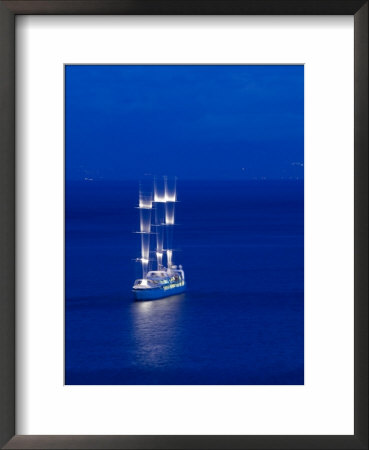 Evening View Of Moving Three Masted Cruise Ship, Amalfi, Campania, Italy by Walter Bibikow Pricing Limited Edition Print image