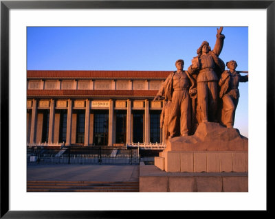 Statue Outside Chinese Revolution History Museum In Tiananmen Square Bejing, China by Glenn Beanland Pricing Limited Edition Print image