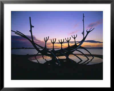 Seaside Monument At Sunset, Reykjavik, Iceland by Chris Kober Pricing Limited Edition Print image