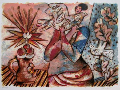 Un Chant D'exil Et De Lumiere : L'heure... by Theo Tobiasse Pricing Limited Edition Print image