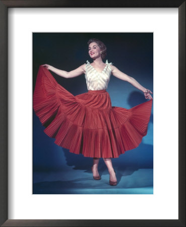 She Holds Out Her Red Full Circle Skirt by Charles Woof Pricing Limited Edition Print image