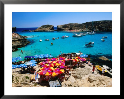 Overhead Of Blue Lagoon With Tourist Boats by John Elk Iii Pricing Limited Edition Print image