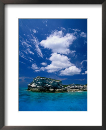 Electric Blue Water Surrounds Conception Island, Near Long Island, Bahamas by Greg Johnston Pricing Limited Edition Print image