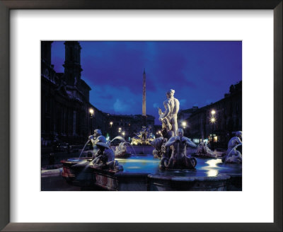 Fountains In The Piazza Navona At Night by Dmitri Kessel Pricing Limited Edition Print image