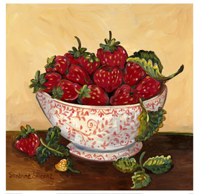 Bowl Of Strawberries by Suzanne Etienne Pricing Limited Edition Print image