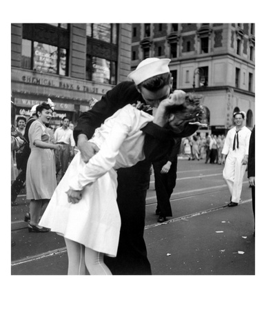 Us Sailor Bending Young Nurse Over His Arm To Give Her Passionate Kiss In Middle Of Times Square by Victor Jorgensen Pricing Limited Edition Print image