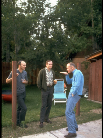 Astronauts Michael Collins, Neil Armstrong And Buzz Aldrin Relaxing In Suburban Backyard by Ralph Morse Pricing Limited Edition Print image