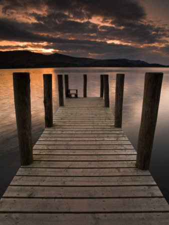 Wooden Jetty On Derwent Water, Lake District, Cumbria, England by Adam Burton Pricing Limited Edition Print image