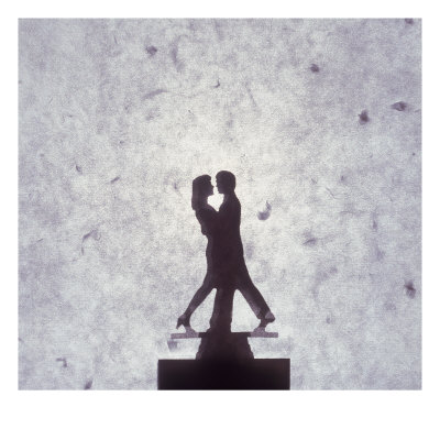 Silhouette Of A Toy Couple Dancing by Images Monsoon Pricing Limited Edition Print image