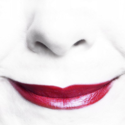 Bright Red Lips Of Smiling Woman by Ilona Wellmann Pricing Limited Edition Print image
