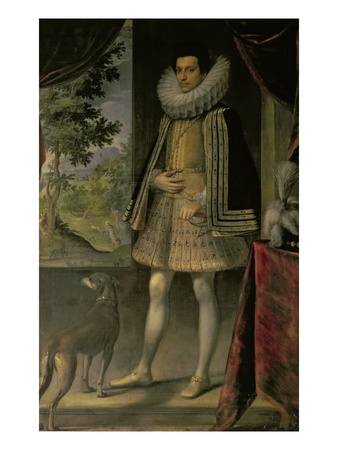 Portrait Of A Gentleman With A Dog by Sante Peranda Pricing Limited Edition Print image