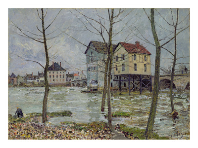 The Mills At Moret-Sur-Loing, Winter, 1890 by Alfred Sisley Pricing Limited Edition Print image