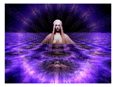 Statue Of Woman Surrounded By Ring Of Purple Light by Ilona Wellmann Pricing Limited Edition Print image