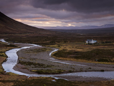 Small Bothy Adds A Sense Of Scale To The Wide Open Expanse Of Rannoch Moor, Scotland, Uk by Adam Burton Pricing Limited Edition Print image