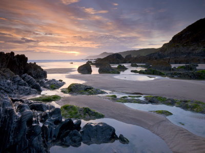 Combesgate Beach On The North Devon Coast, Woollacombe, Devon, England, United Kingdom, Europe by Adam Burton Pricing Limited Edition Print image