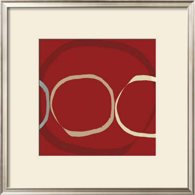 Three Circles On Red by Catherine Aguilar Pricing Limited Edition Print image