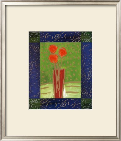 Orange Flowers On Green by Hussey Pricing Limited Edition Print image