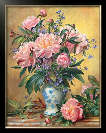 Vase Of Peonies And Canterbury Bells by Albert Williams Pricing Limited Edition Print image