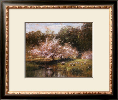 Sheep Grazing Under Apple Blossoms by John Appleton Brown Pricing Limited Edition Print image