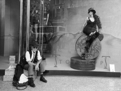 Oxford Street - Old Man Taking A Break by Shirley Baker Pricing Limited Edition Print image