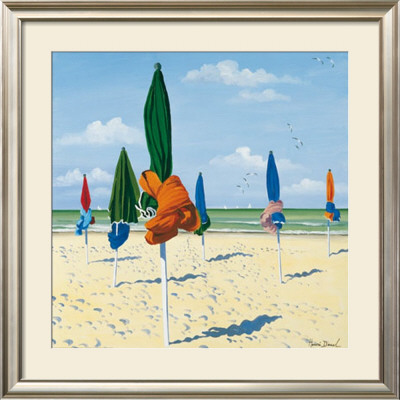 Tied Beach Umbrellas by Henri Deuil Pricing Limited Edition Print image