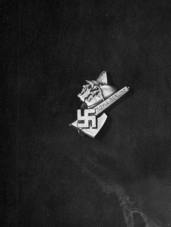 Pin With Swastika And Heads Of Adolf Hitler And Benito Mussolini With Inscription Roma-Berlino by Peter Stackpole Pricing Limited Edition Print image