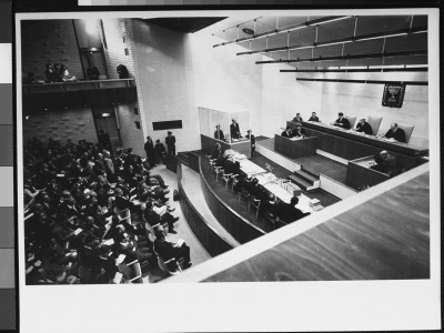 Courtroom At Start Of Nazi War Criminal Adolf Eichmann Trial; Judge Landau Is Addressing Eichmann by Gjon Mili Pricing Limited Edition Print image