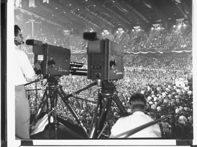 Tv Cameras In Fore Capturing Representative Richard Nixon Addressing Republican Nationalconvention by Gjon Mili Pricing Limited Edition Print image