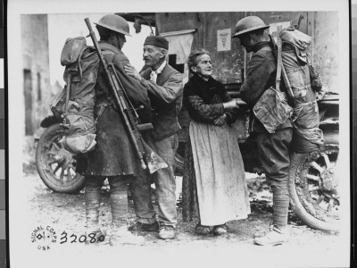 Elderly French Couple Of Brieulles-Sur-Bar, Greet American Soldiers During Us Advance Of Wwi by Lt. Adrian C. Duff Pricing Limited Edition Print image
