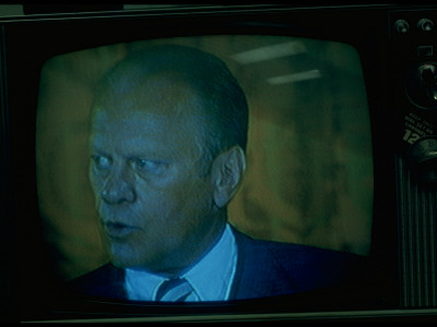 Tv Image Of President Gerald R. Ford Speaking Following Being Sworn In As 38Th Us Pres by Gjon Mili Pricing Limited Edition Print image