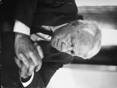 Poet Robert Frost With Hands Clasped In Front Of Him During Broadloaf Writer's Conference by Alfred Eisenstaedt Pricing Limited Edition Print image