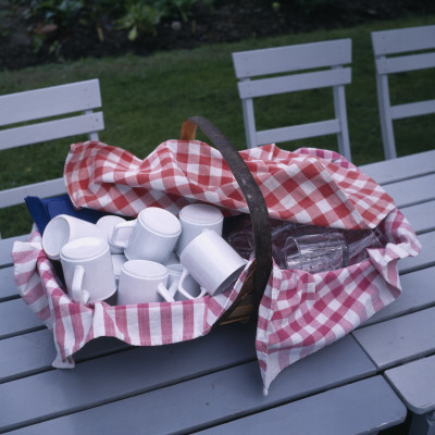 Cups And Glasses In A Basket by Otmar Thormann Pricing Limited Edition Print image