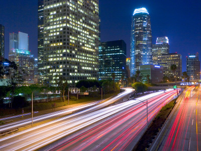 Traffic On The I-110 Freeway, Los Angeles by Geoffrey George Pricing Limited Edition Print image