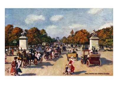 Paris - Champs-Elysees Avenue by Harold Copping Pricing Limited Edition Print image