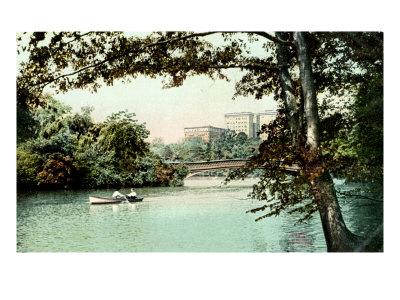 New York City, The Lake And Bow Bridge In Central Park by Marcus Stone Pricing Limited Edition Print image