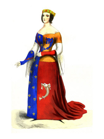 Anne, Dauphine Of Auvergne, Wearing Dress Emblazoned With Fleur-De-Lis And The French Royal Dolphin by Aubrey Beardsley Pricing Limited Edition Print image