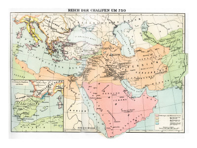 Empire Of The Caliphate - Map In 750 by Kate Greenaway Pricing Limited Edition Print image