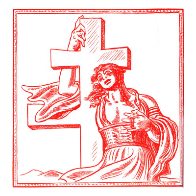 Czech Caricature Of Female Personification Of Slovakia Holding A Cross by William Hole Pricing Limited Edition Print image