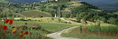 Abbey Of Sant' Antimo, Tuscany, Hill Town Of Castelnuovo Dell' Abate In Background by Joe Cornish Pricing Limited Edition Print image