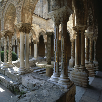 Monreale Cloister, Sicily, 12Th Century Romanesque Courtyard With Inlaid Mosaic Columns by Joe Cornish Pricing Limited Edition Print image