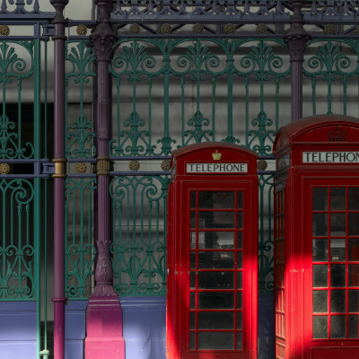 Red Telephone Boxes, Smithfield Market, Smithfield, London, Architect: Sir Giles Gilbert Scott by Richard Bryant Pricing Limited Edition Print image