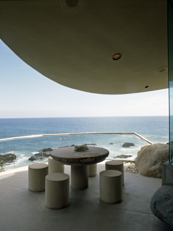 Beyer House, Malibu, California, Terrace Off Living Room, Architect: John Lautner by Alan Weintraub Pricing Limited Edition Print image